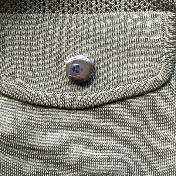 Exclusively Misook Olive Green Short Sleeve Knit Cardigan w/ Zipper & Pocket XL - Picture 4 of 6